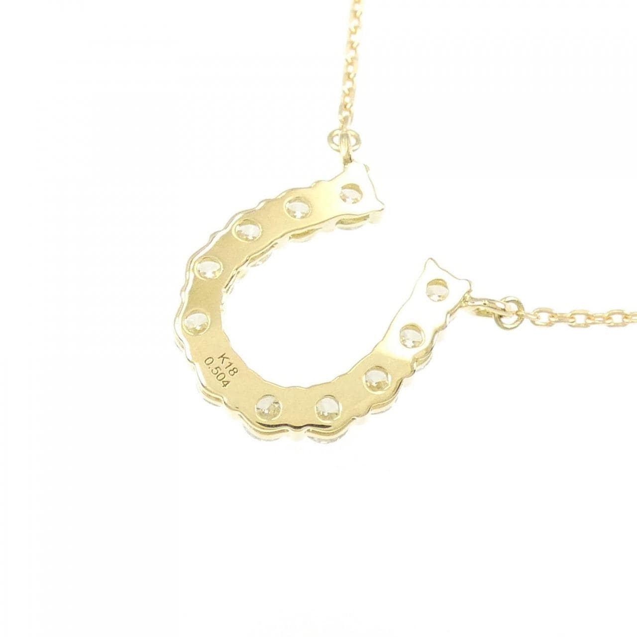 [BRAND NEW] K18YG Horseshoe Diamond Necklace 0.504CT
