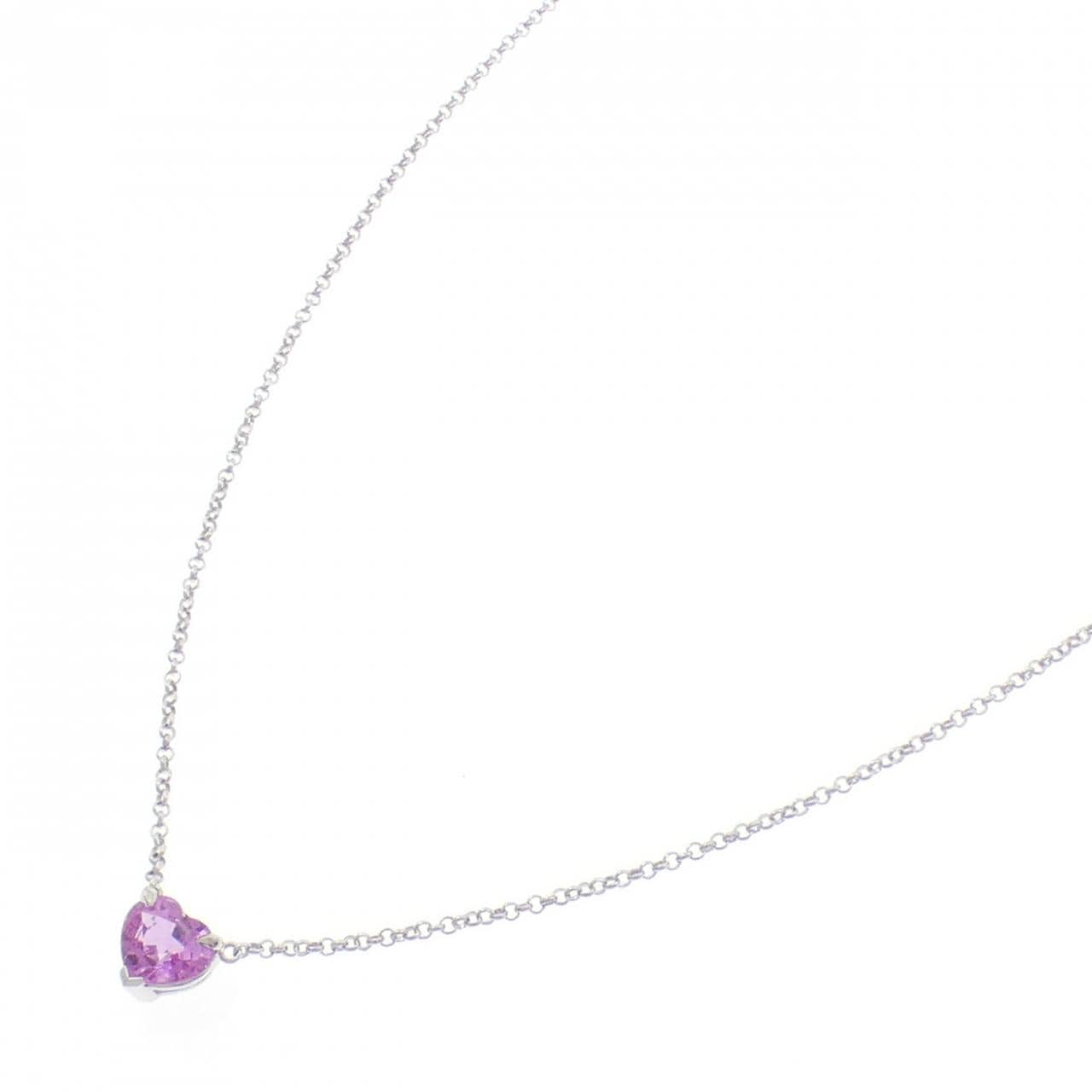 K18WG ハート サファイヤ ネックレス 1.15CT