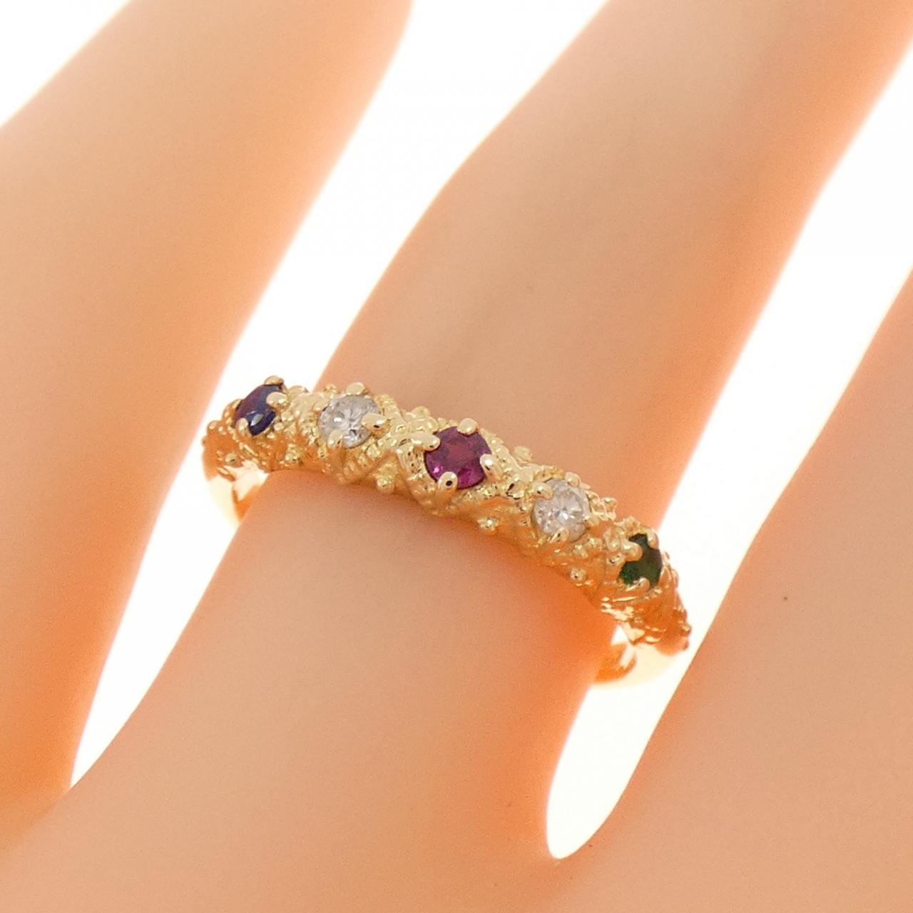 K18YG カラーストーン リング