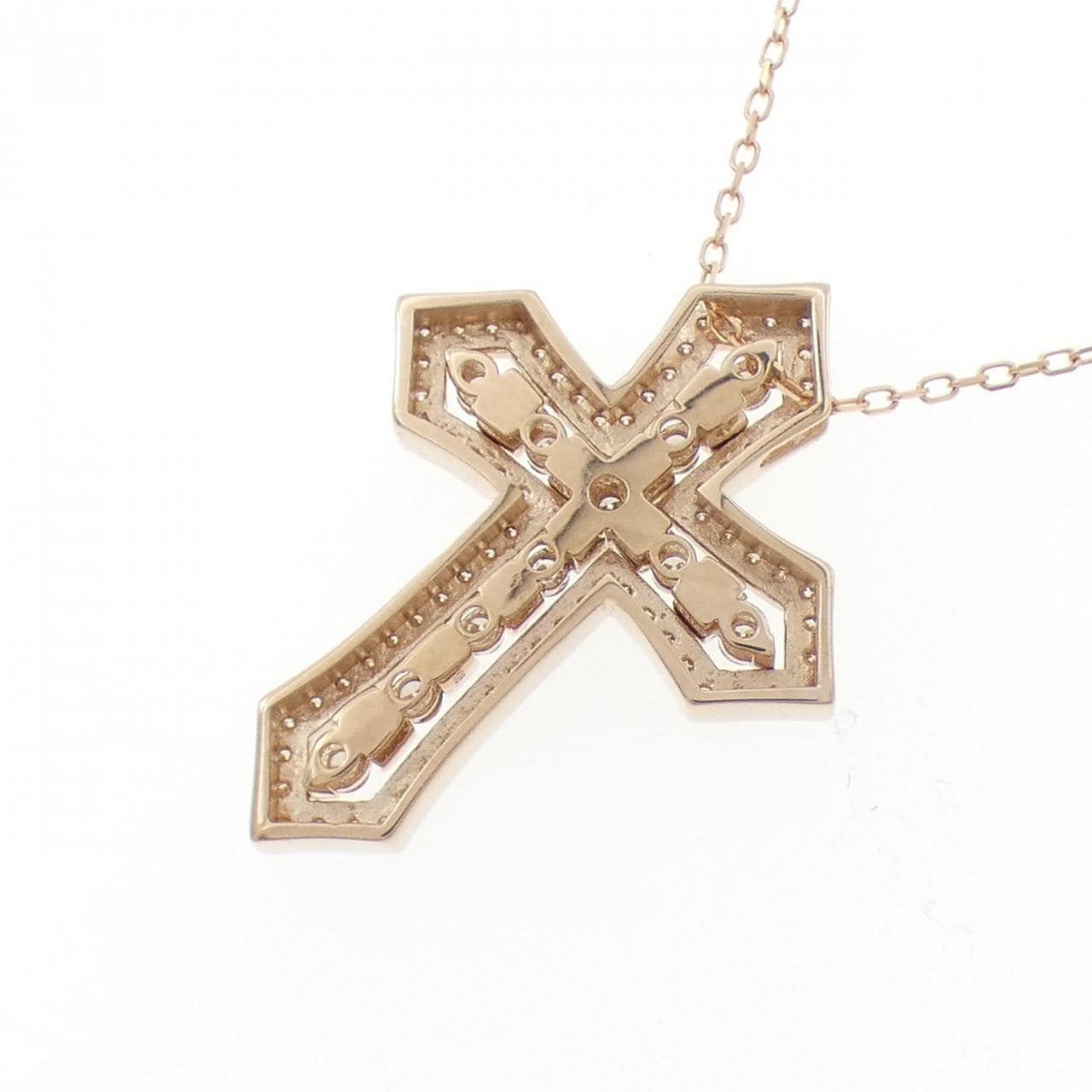K18PG 2WAY クロス ダイヤモンド ネックレス 0.28CT