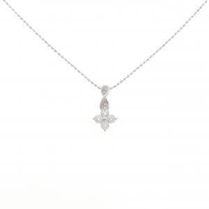K18WG フラワー ダイヤモンド ネックレス 0.20CT