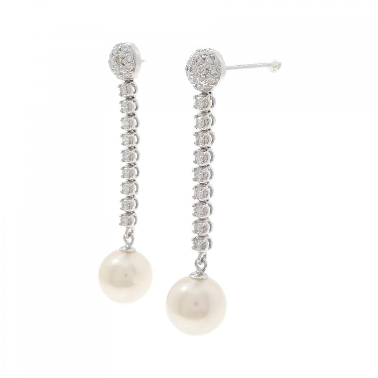 K18WG Akoya pearl earrings 7.6mm