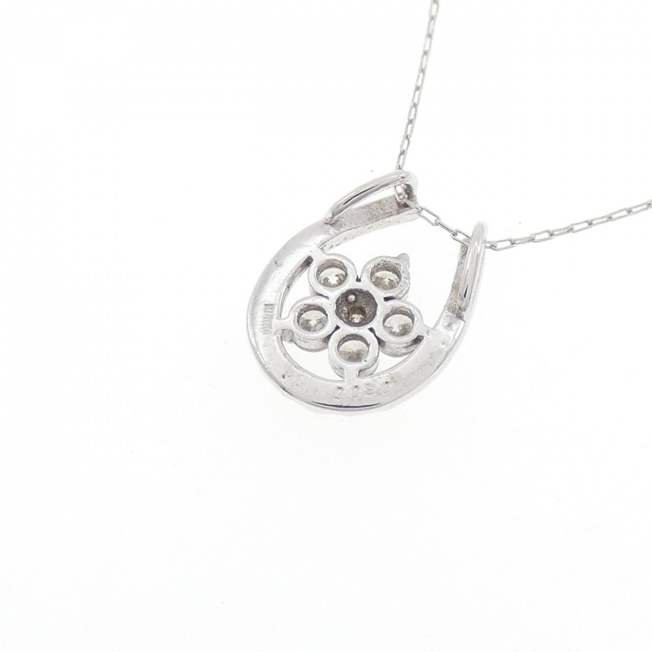 K18WG フラワー ダイヤモンド ネックレス 0.20CT