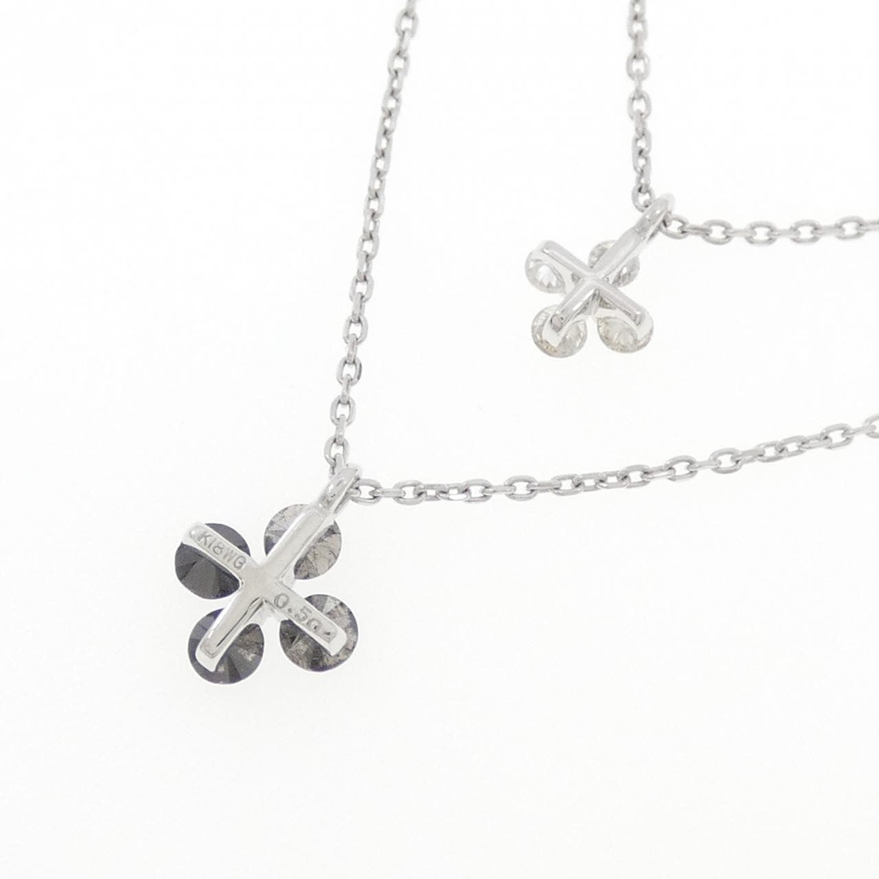 K18WG フラワー ダイヤモンド ネックレス 0.50CT