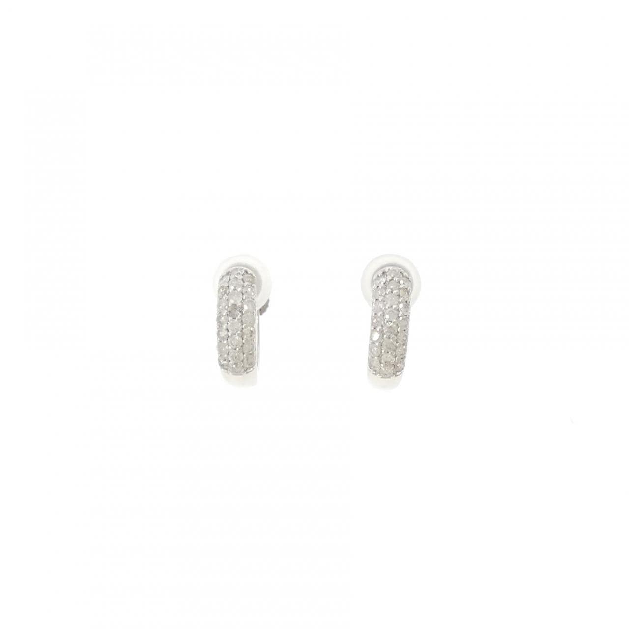 K18WG パヴェ ダイヤモンド イヤリング 0.30CT