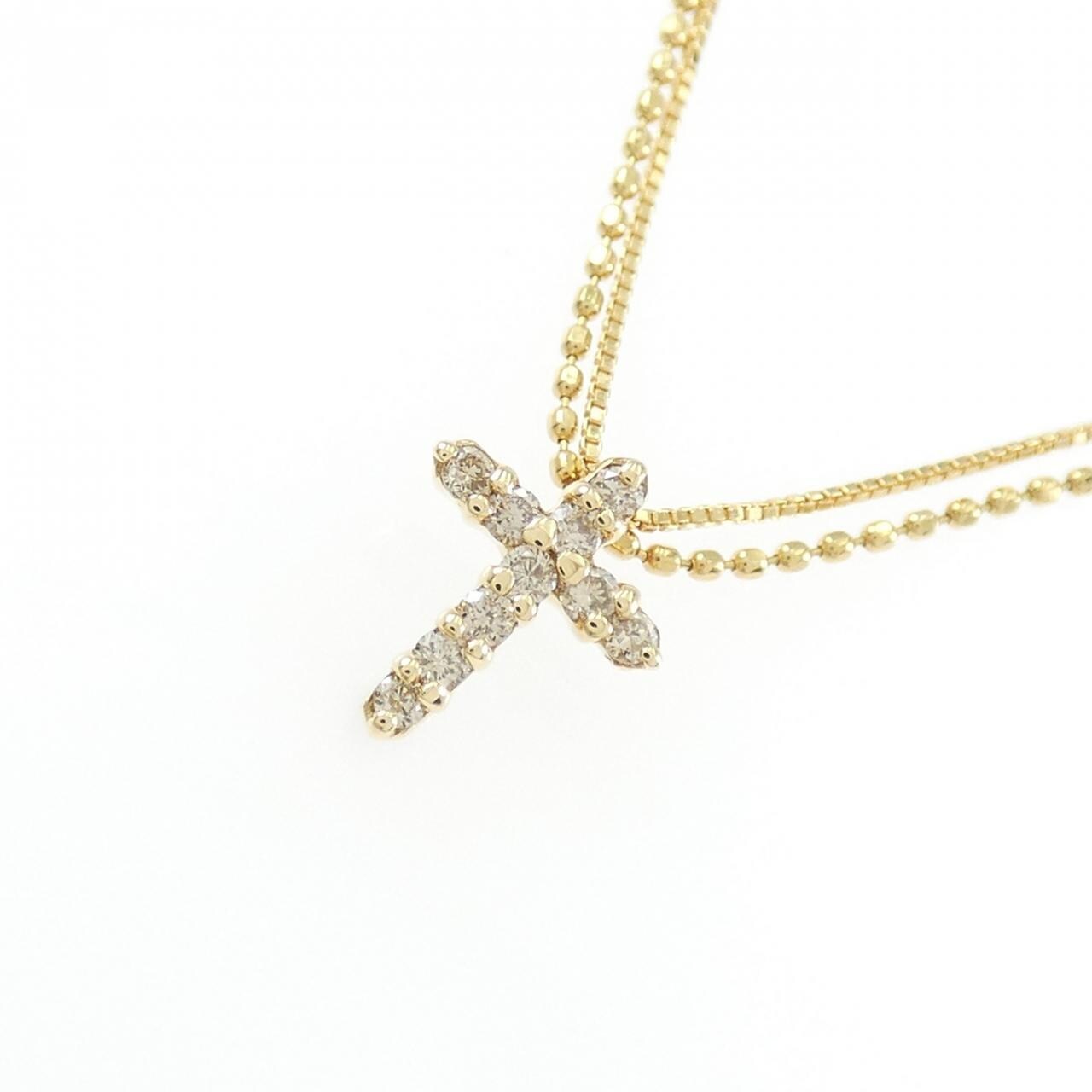 K18YG クロス ダイヤモンド ネックレス 0.1CT