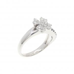 K18WG フラワー ダイヤモンド ピンキー リング 0.41CT