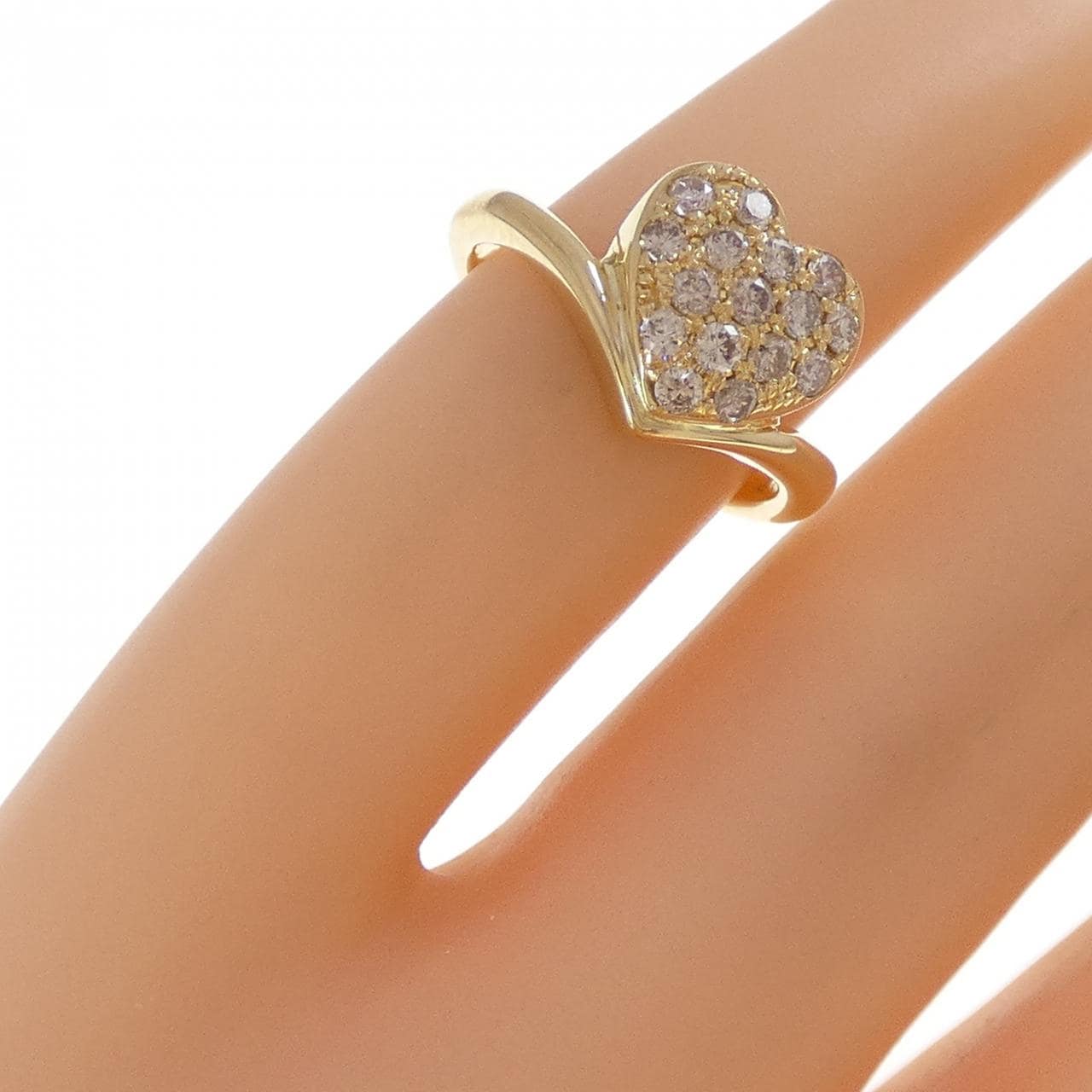 K18YG ハート ダイヤモンド ピンキーリング 0.30CT