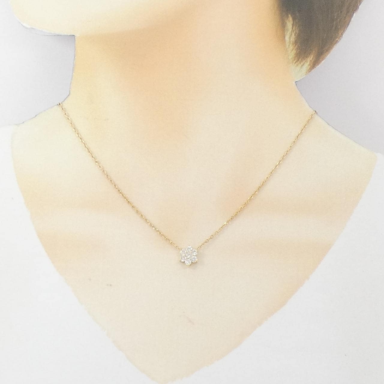 K18YG フラワー ダイヤモンド ネックレス 0.58CT