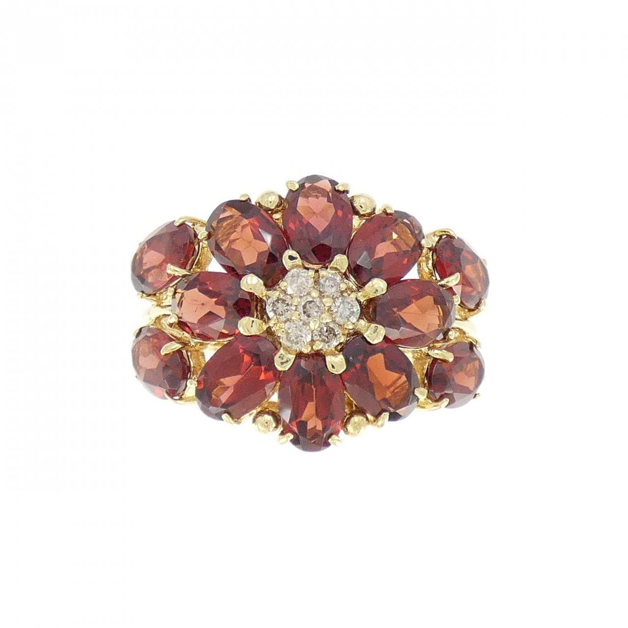K18YG 花形石榴石戒指 6.55CT