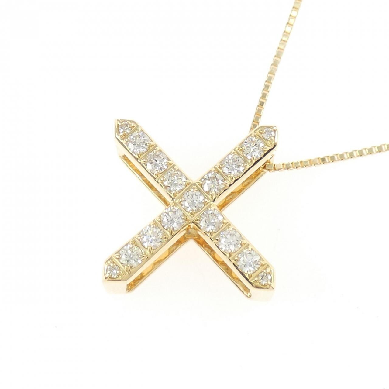 K18YG クロス ダイヤモンド ネックレス 0.41CT
