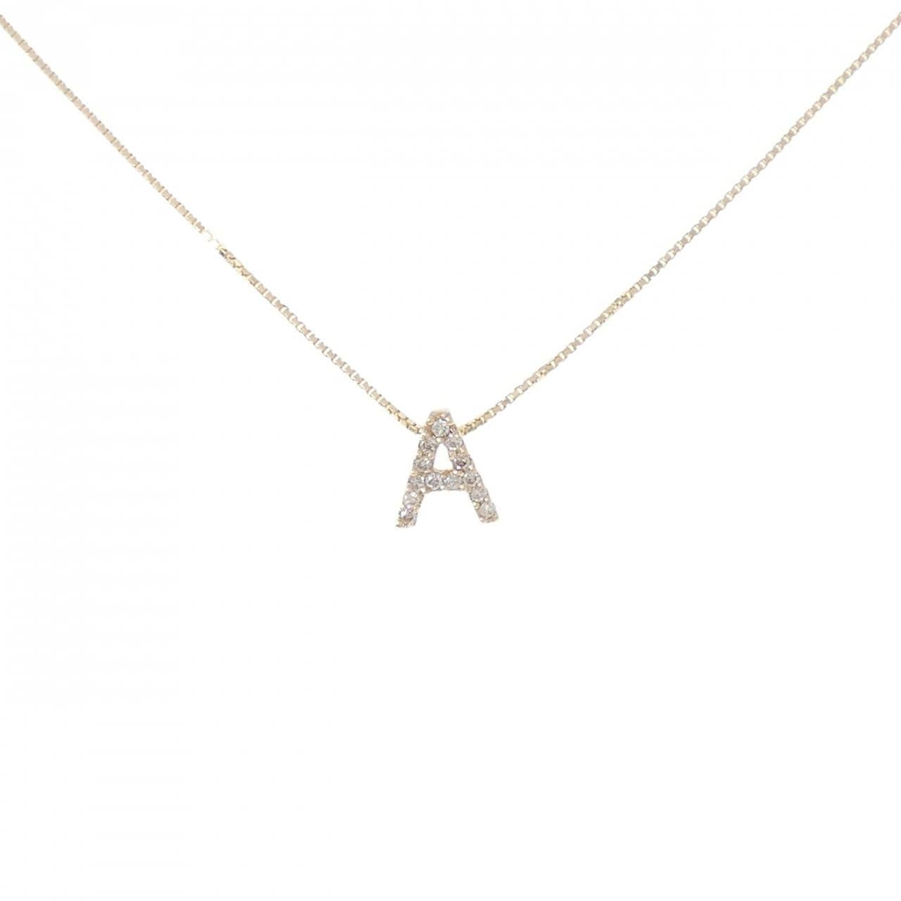 K10YG イニシャルA ダイヤモンド ネックレス 0.06CT