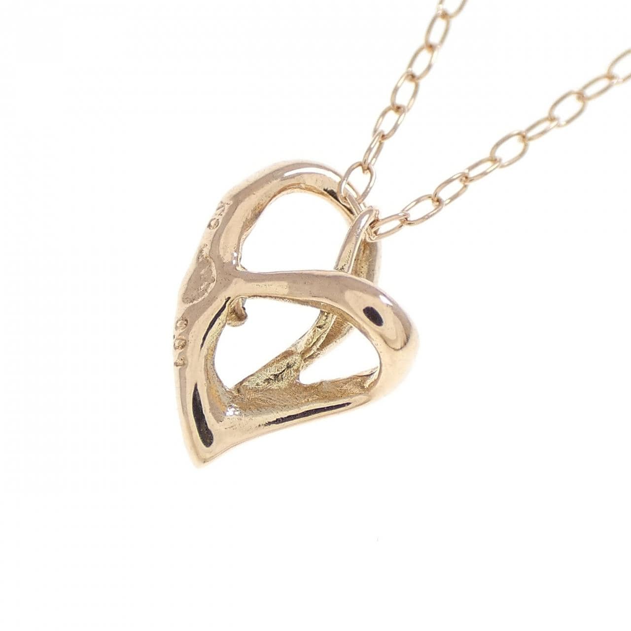 K10PG ハート ダイヤモンド ネックレス 0.01CT