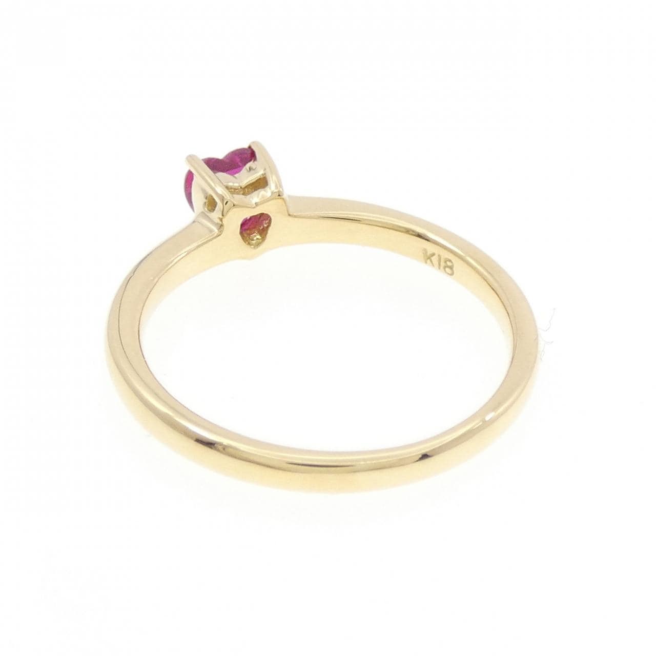 K18YG ハート ルビー リング