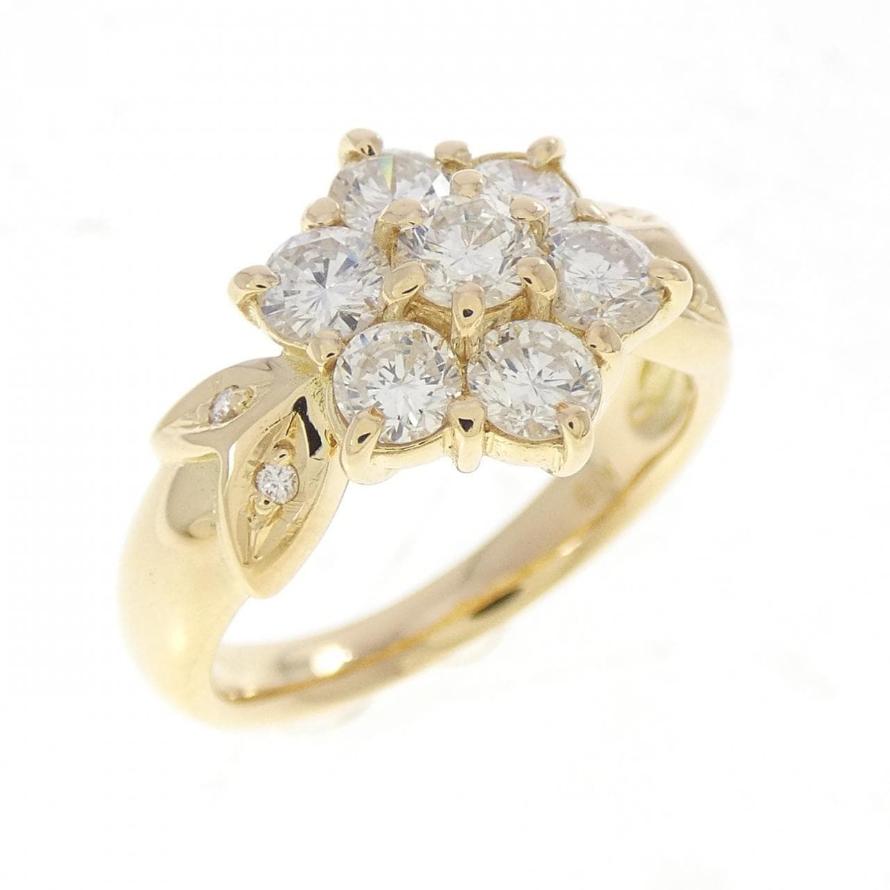 K18YG フラワー ダイヤモンド リング 1.00CT