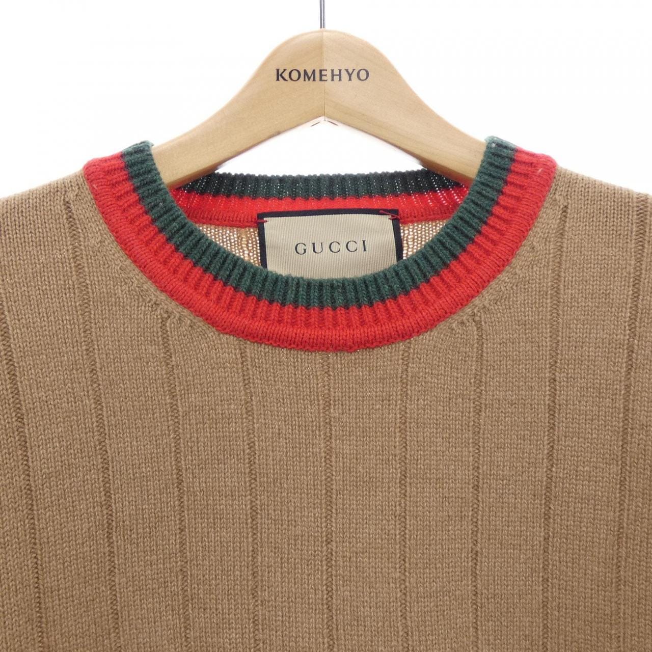 グッチ GUCCI ウェブ ストライプ付き キャメル リブニット セーター 721035 XKB4A ニット