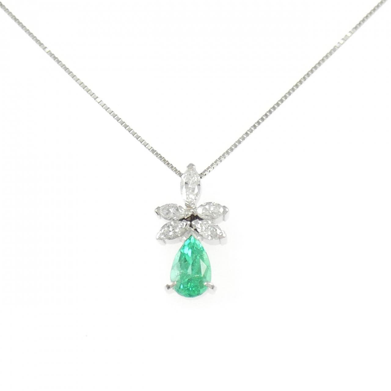 PT900/PT850 エメラルド ネックレス 0.85CT