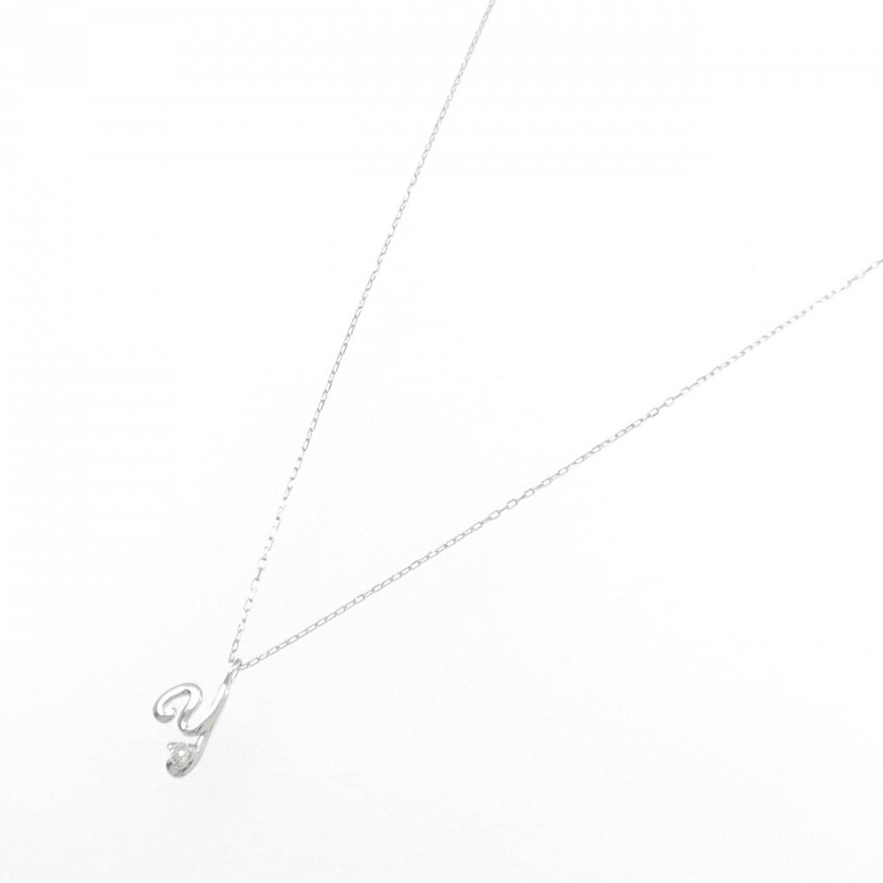 K10WG イニシャルY ダイヤモンド ネックレス 0.01CT