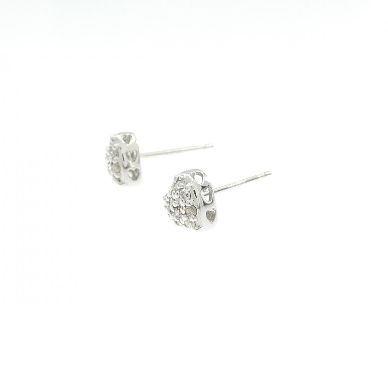 K18WG ハート ダイヤモンド ピアス 0.20CT
