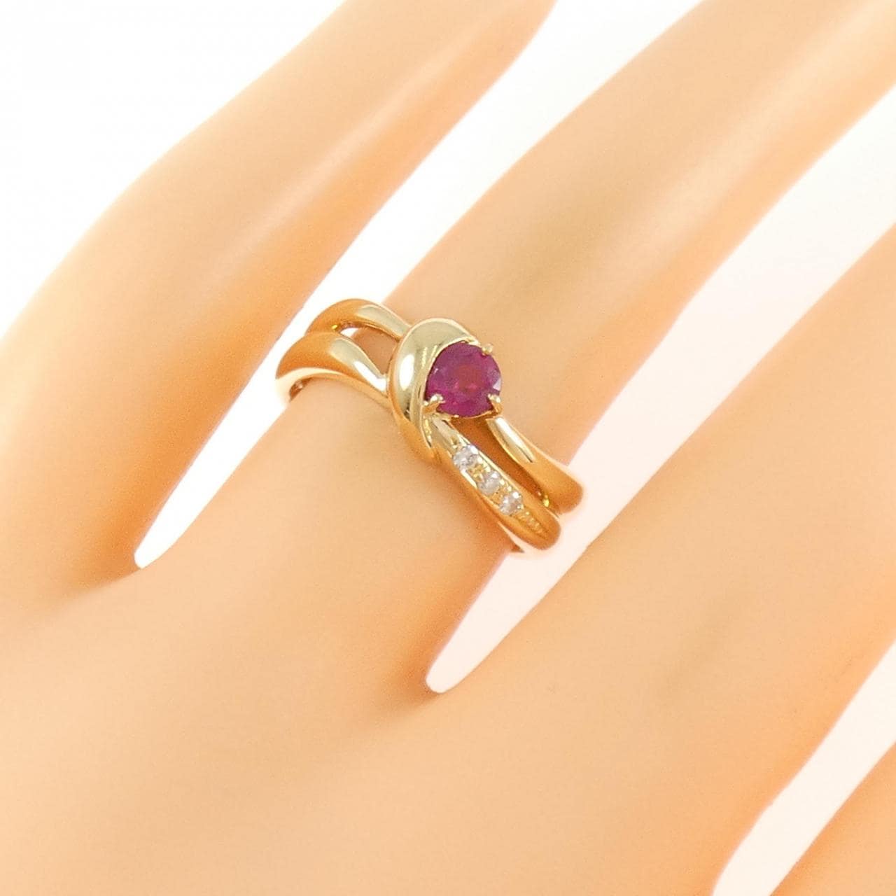 K18YG ルビー リング 0.39CT
