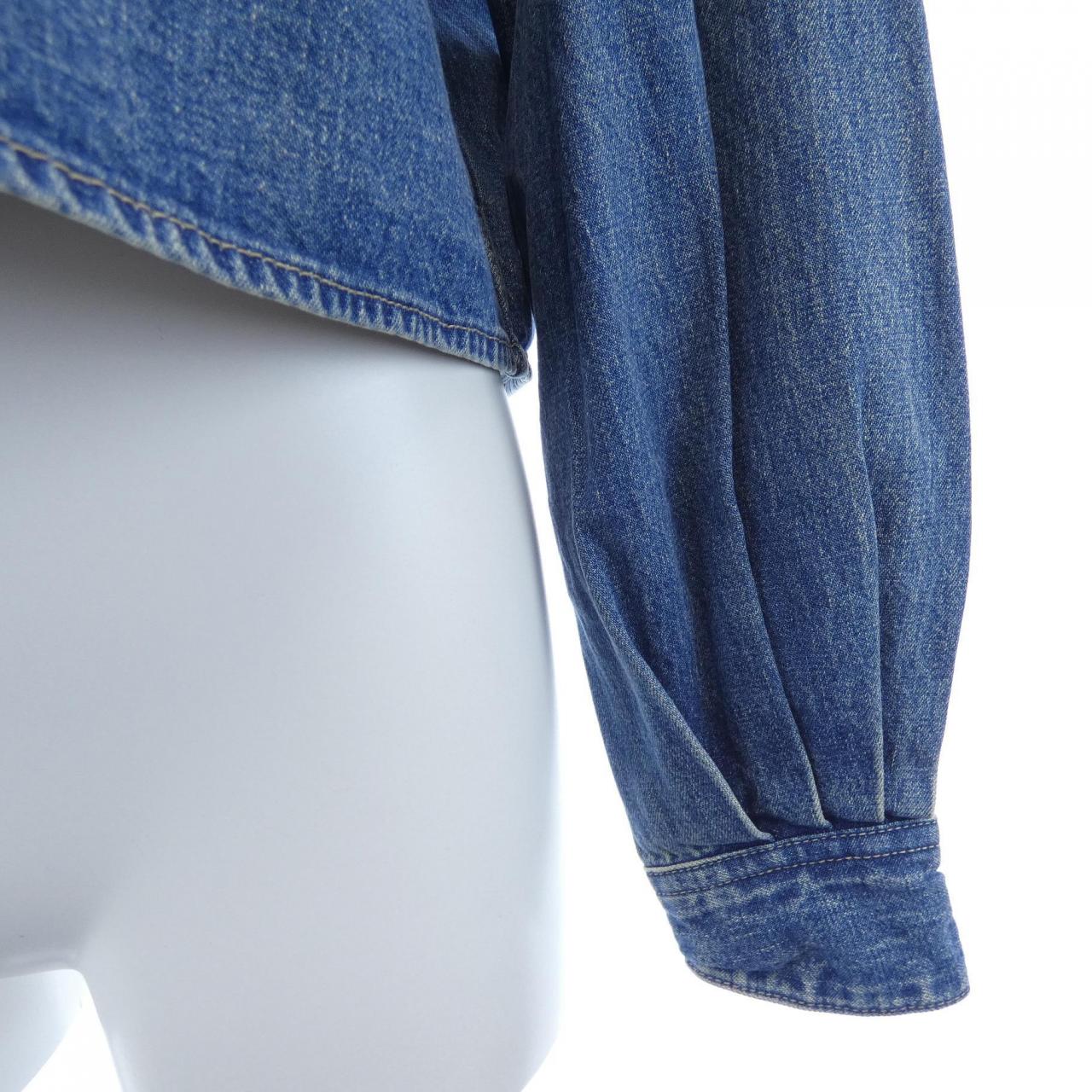 セリーヌ CELINE ユニオンオーシャンウォッシュデニム クロップドシャツ トリオンフ 2T187459N シャツ