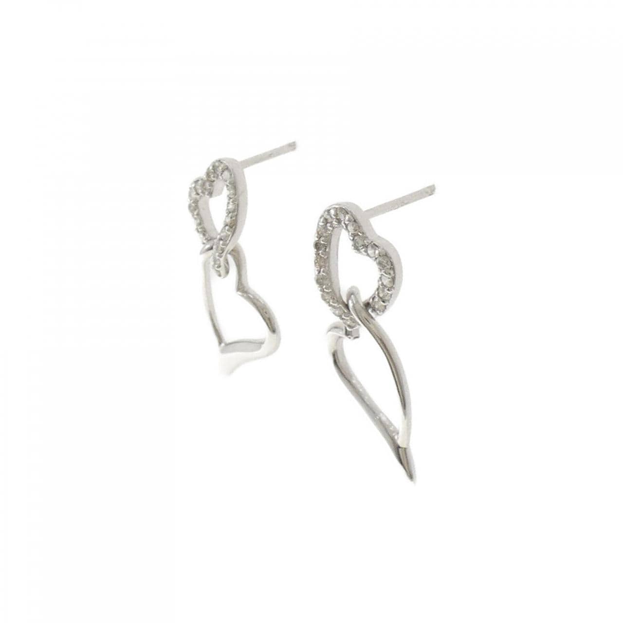 K18WG ハート ダイヤモンド ピアス 0.20CT