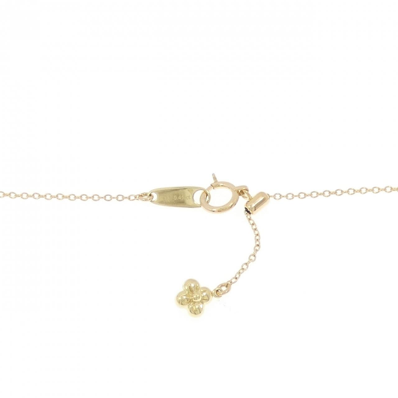 K18YG/K18WG バタフライ×フラワー パヴェ ダイヤモンド ネックレス 0.45CT