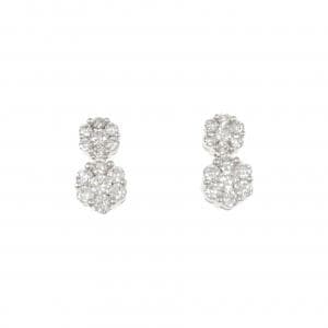 K18WG フラワー ダイヤモンド ピアス