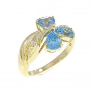 K18YG ハート ブルートパーズ リング