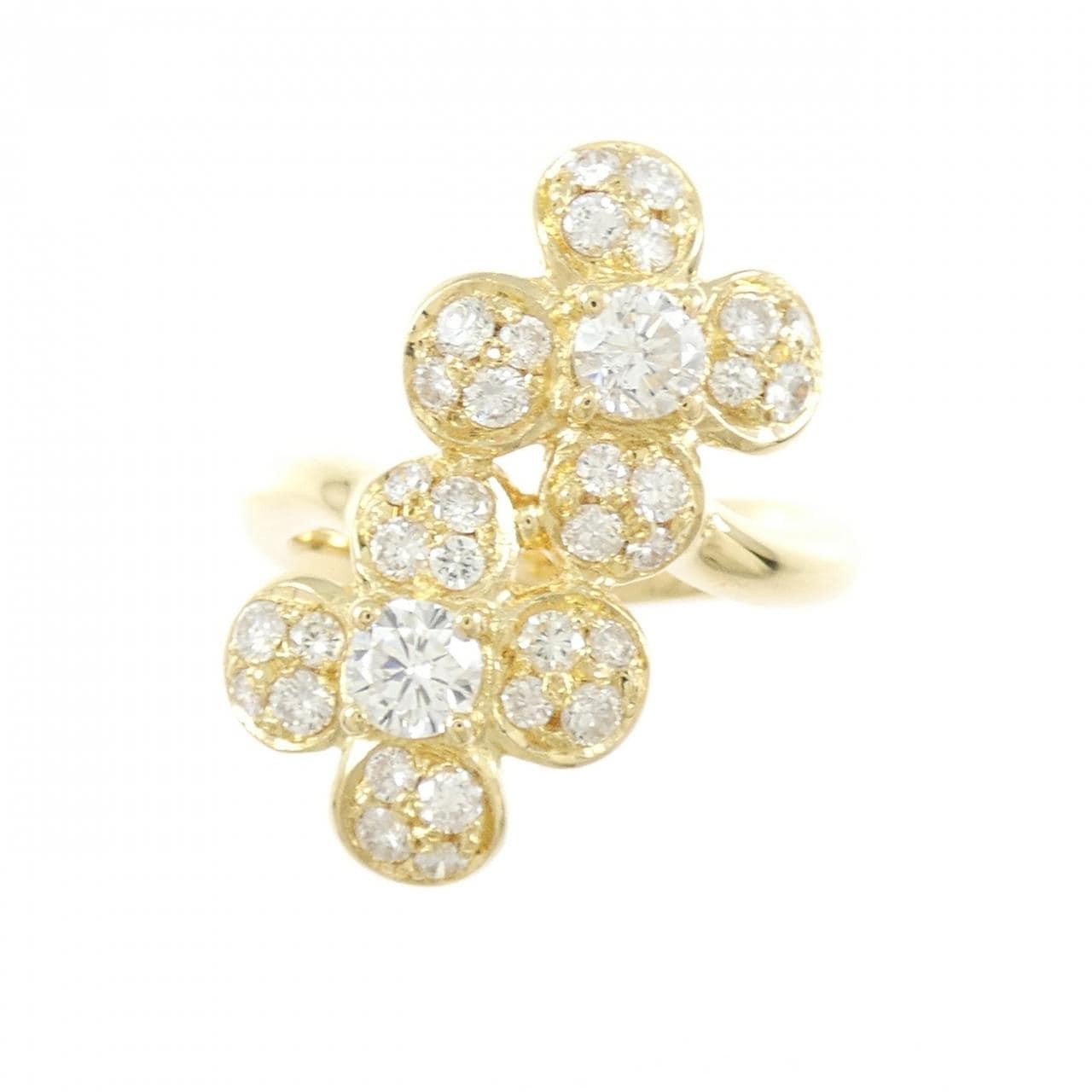 K18YG フラワー ダイヤモンド リング 1.09CT