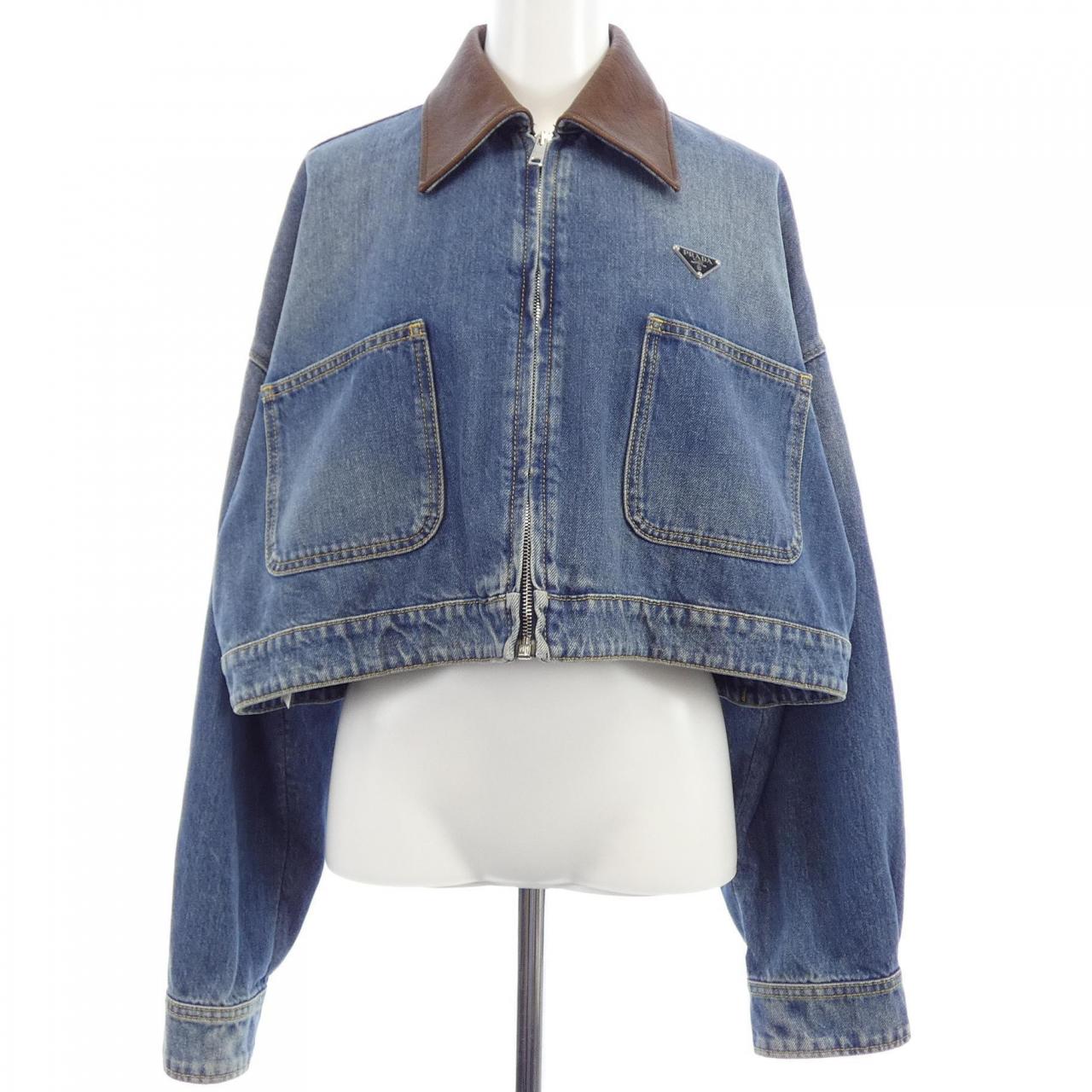 プラダ PRADA クロップド デニムジャケット トライアングルロゴ GFB327 SOOO 16PK デニムジャケット