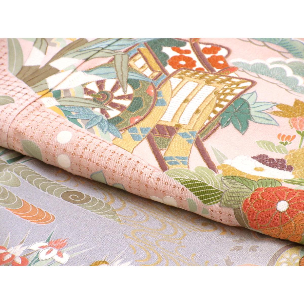 【未使用品】訪問着　友禅金彩加工　刺繍入りボカシ染