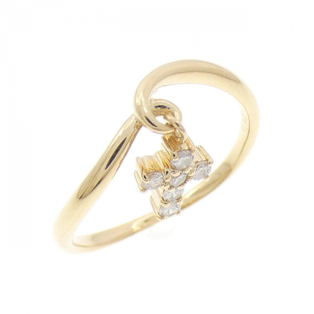 K18YG クロス ダイヤモンド リング 0.12CT