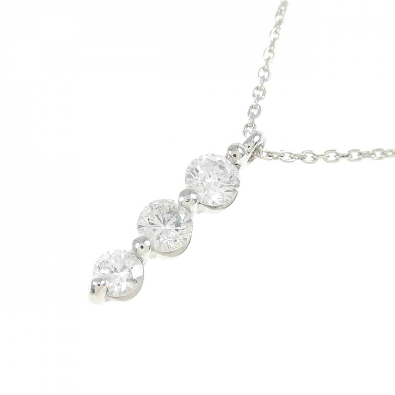 PT900/PT850 スリーストーン ダイヤモンド ネックレス 0.30CT