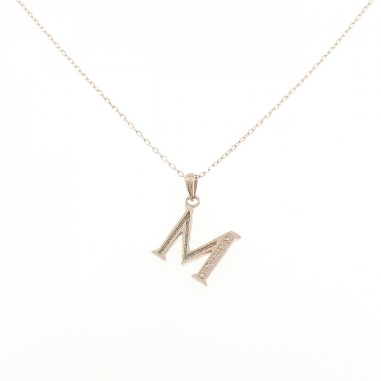 K10PG イニシャルM ダイヤモンド ネックレス 0.03CT