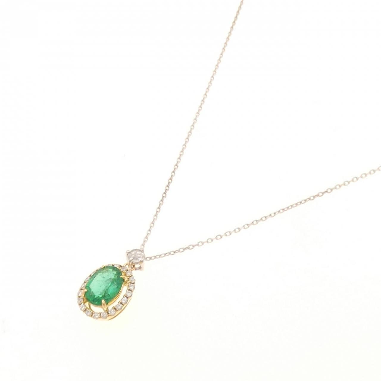 K18YG/K18WG エメラルド ネックレス 1.01CT