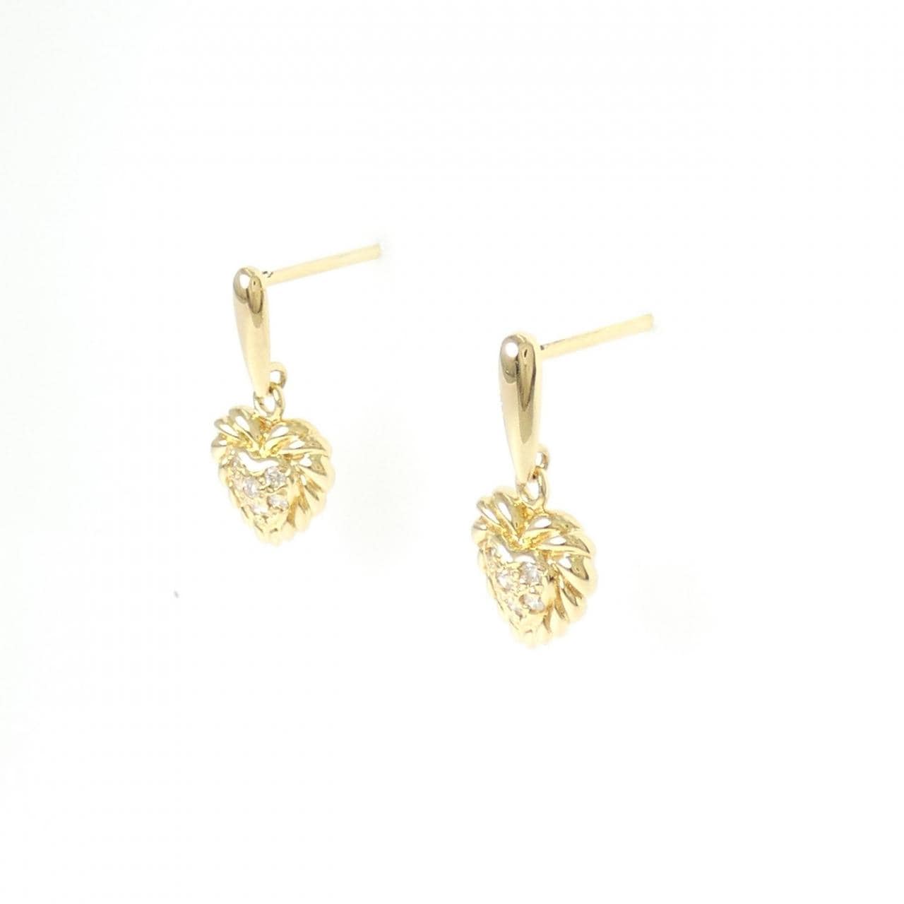 K18YG ハート ダイヤモンド ピアス 0.12CT