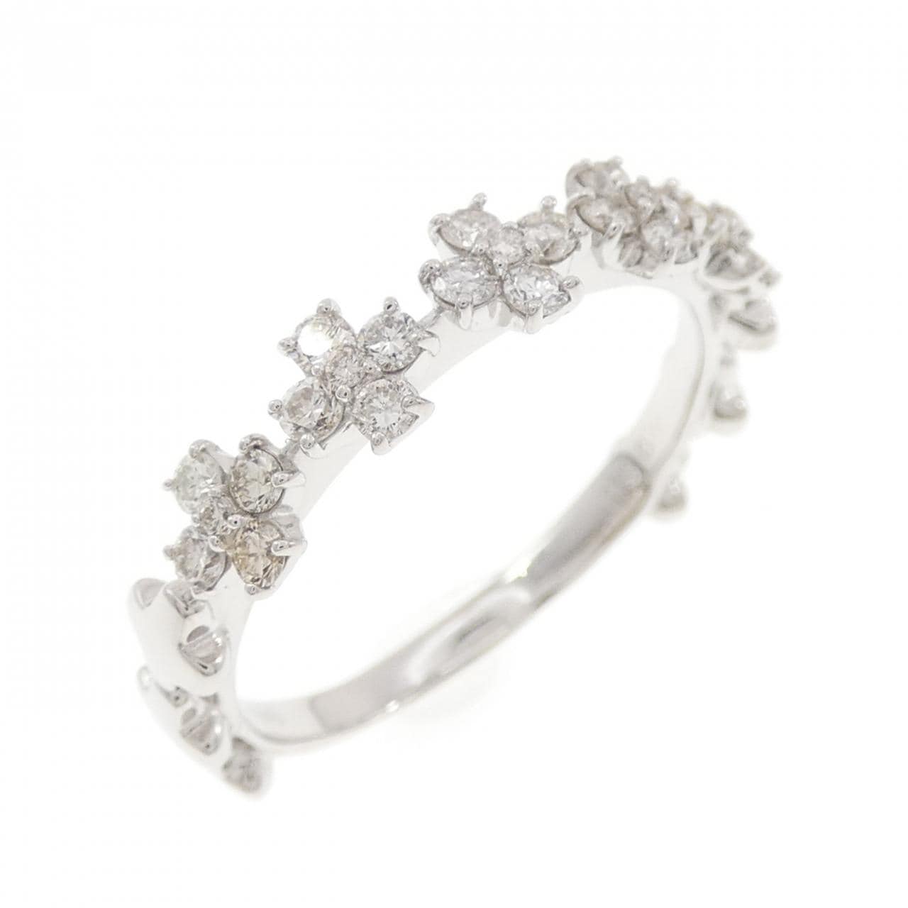K18WG クロス ダイヤモンド リング 0.50CT