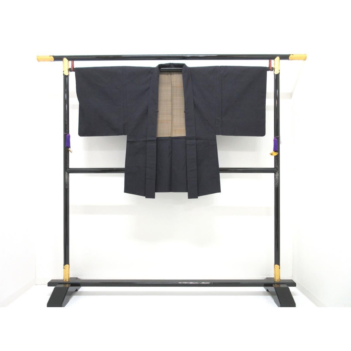 Men's pongee kimono, haori, nagusa undergarment 3-piece set