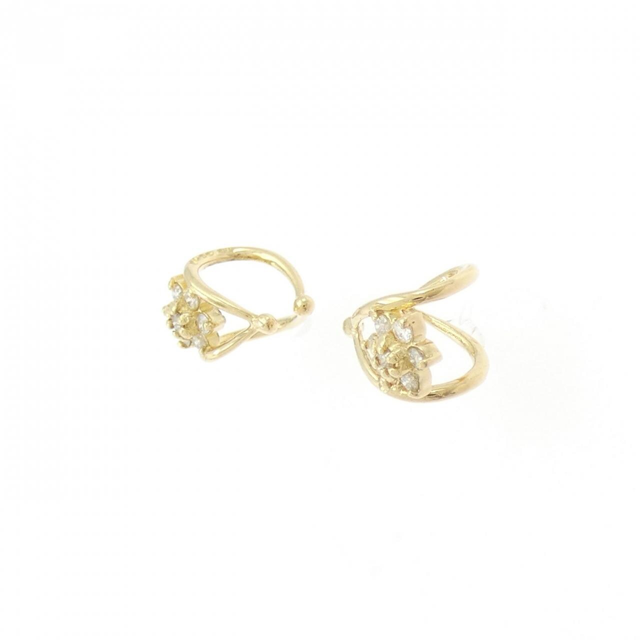 K18YG フラワー ダイヤモンド イヤーカフ 0.15CT