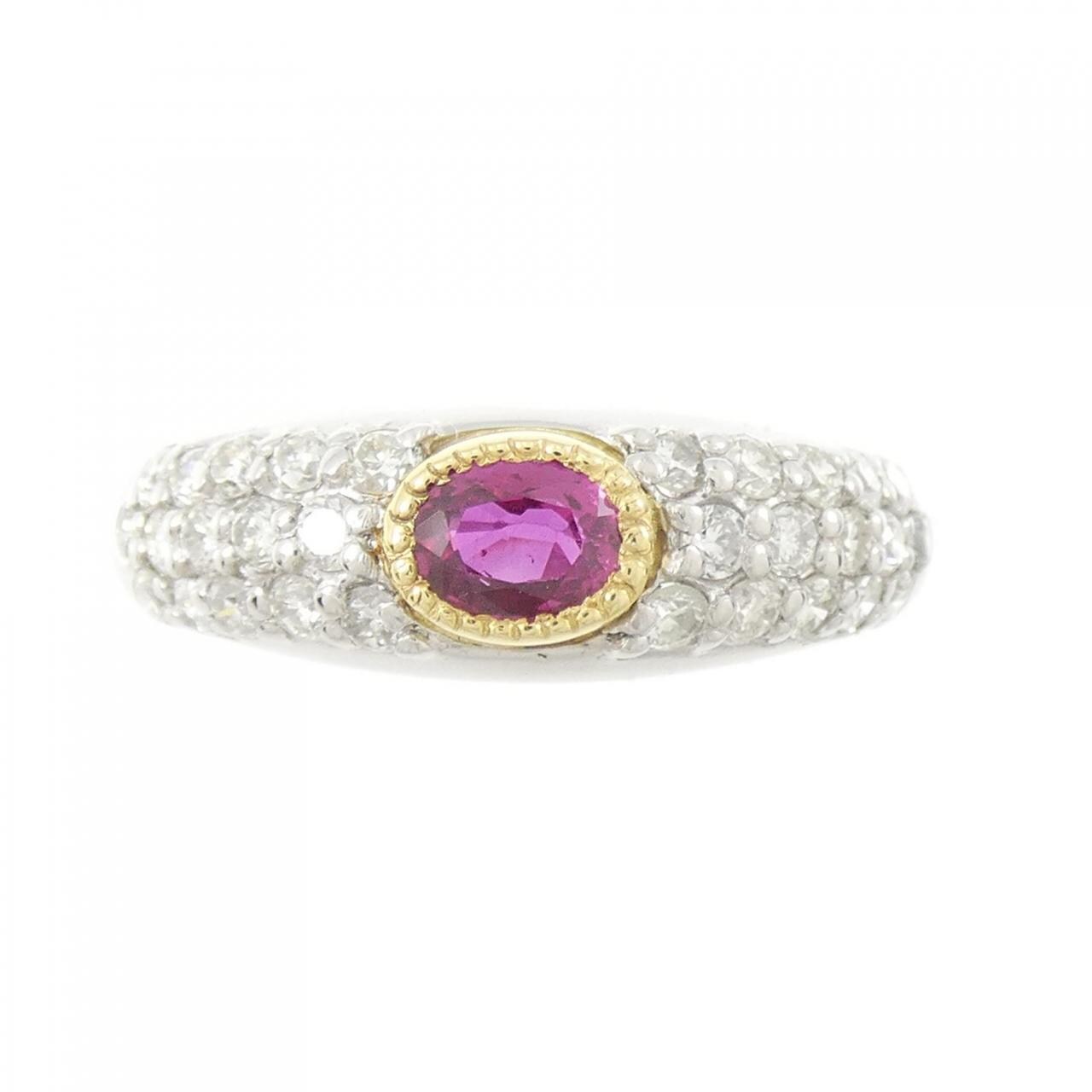 【10号】ダイヤ×ルビー リング K18YG K18 ダイヤ0.45ct ルビー0.57ct スイングリング 10号 18金 指輪