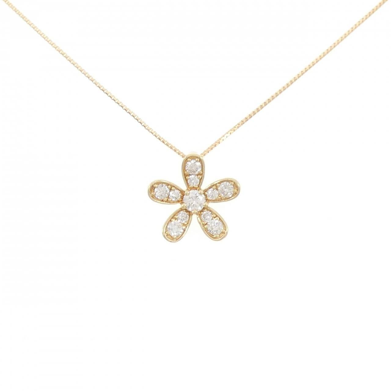 K18YG フラワー ダイヤモンド ネックレス 0.30CT