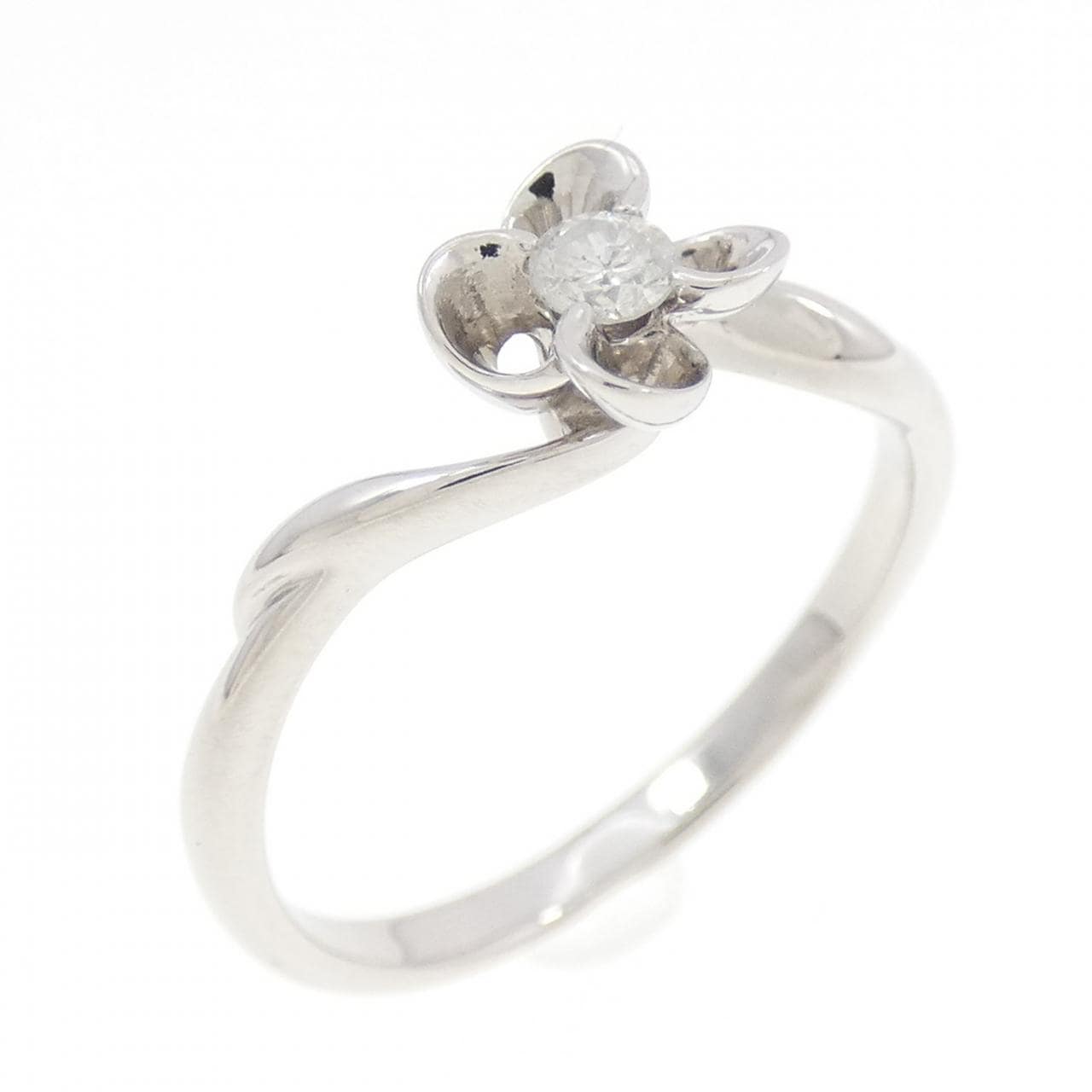 K10WG フラワー ダイヤモンド リング 0.08CT