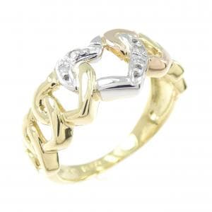 K18YG/PT900/K18PG ハート ダイヤモンド リング 0.02CT