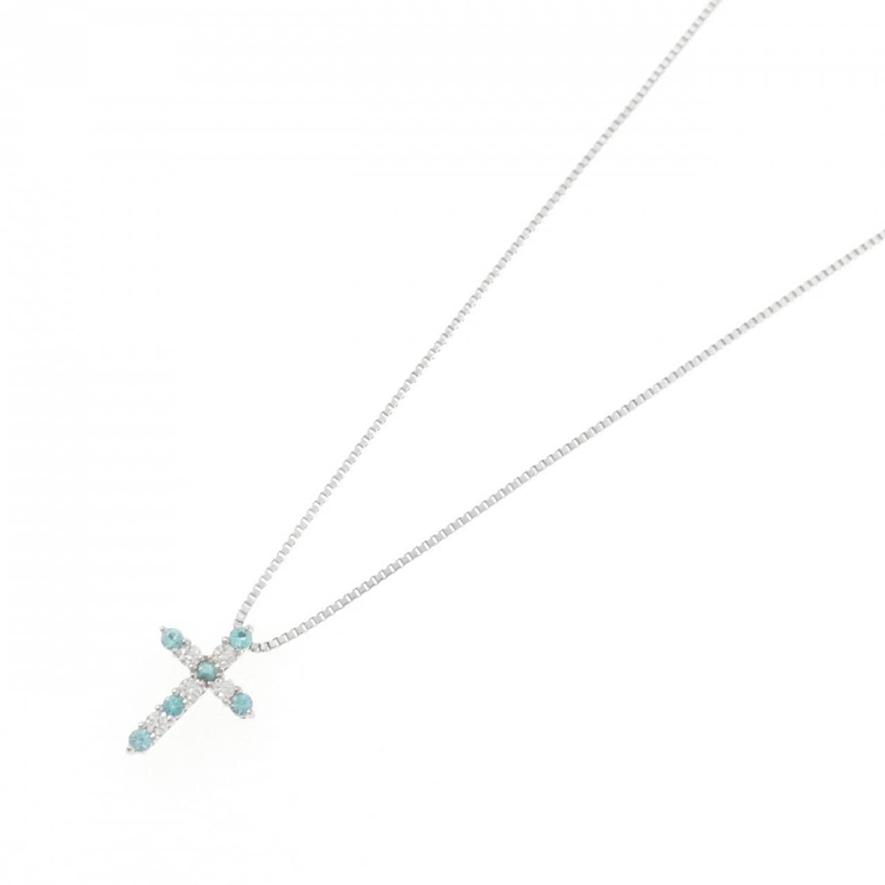 K18WG クロス トルマリン ネックレス 0.14CT