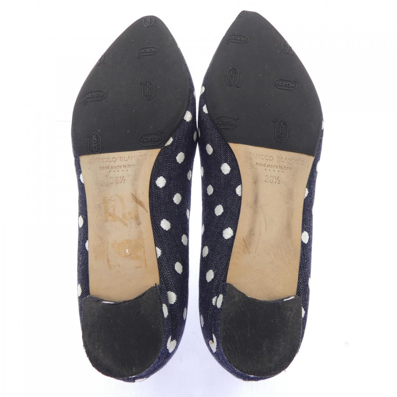 マノロブラニク MANOLO BLAHNIK HANGISIFLAT 10 BLUE JEANS パンプス