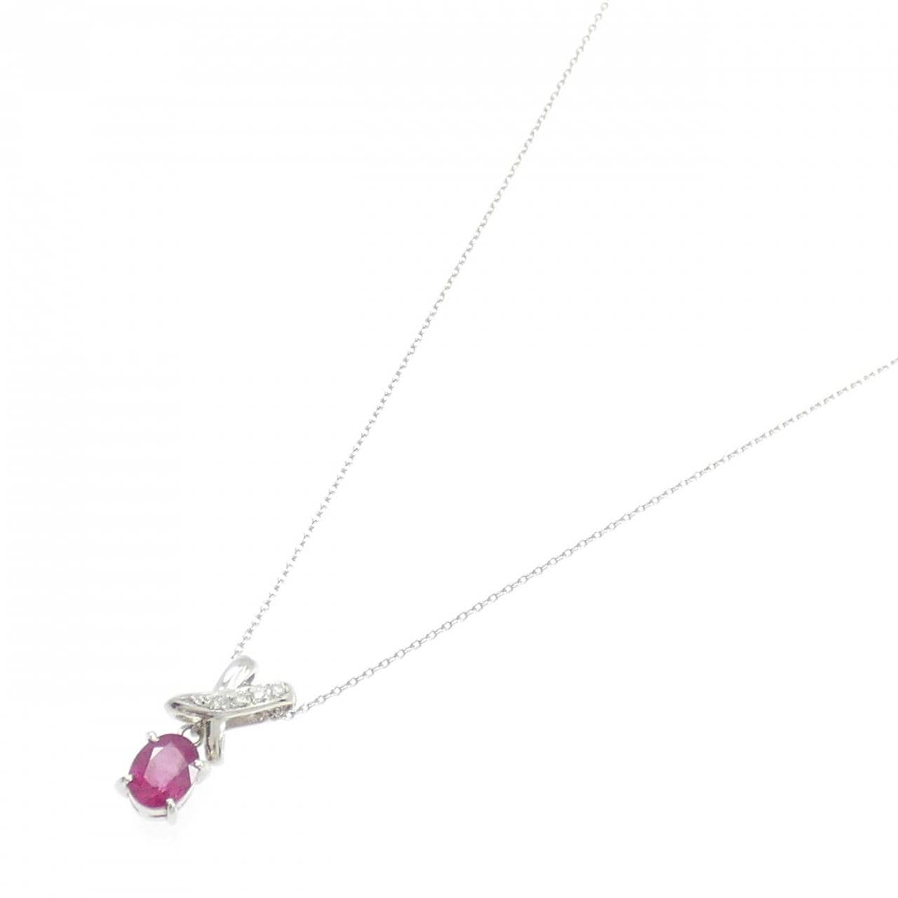 PT900/PT850 ルビー ネックレス 1.12CT