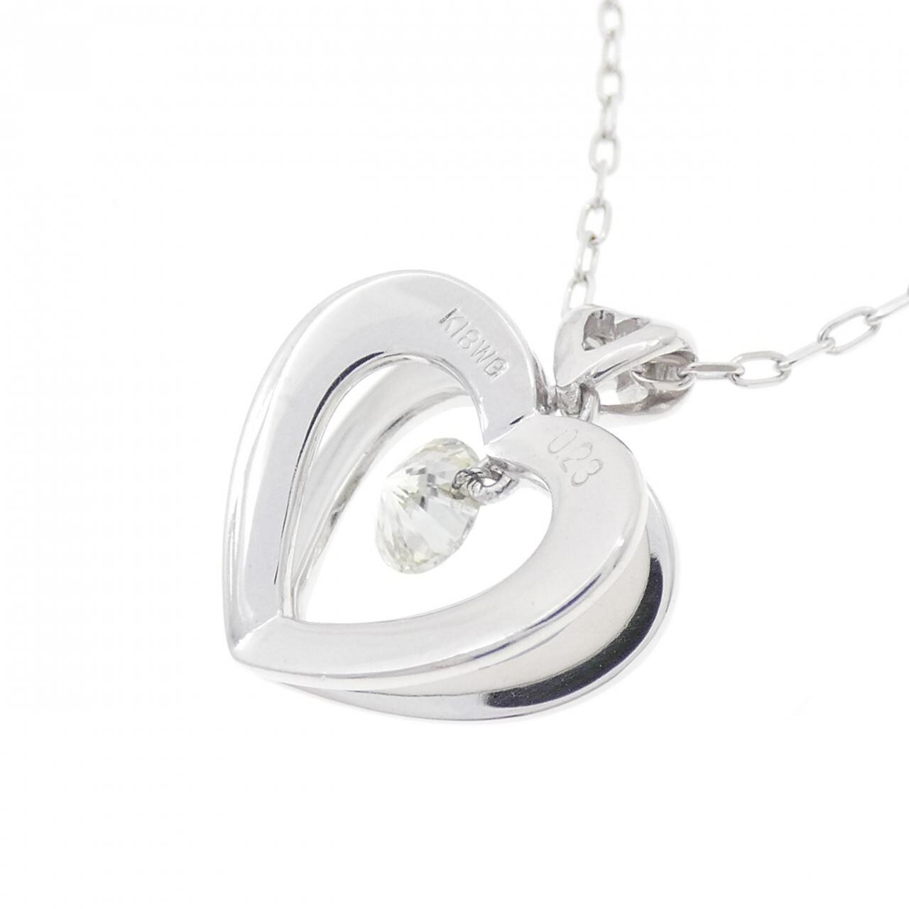 K18WG ハート ダイヤモンド ネックレス 0.23CT