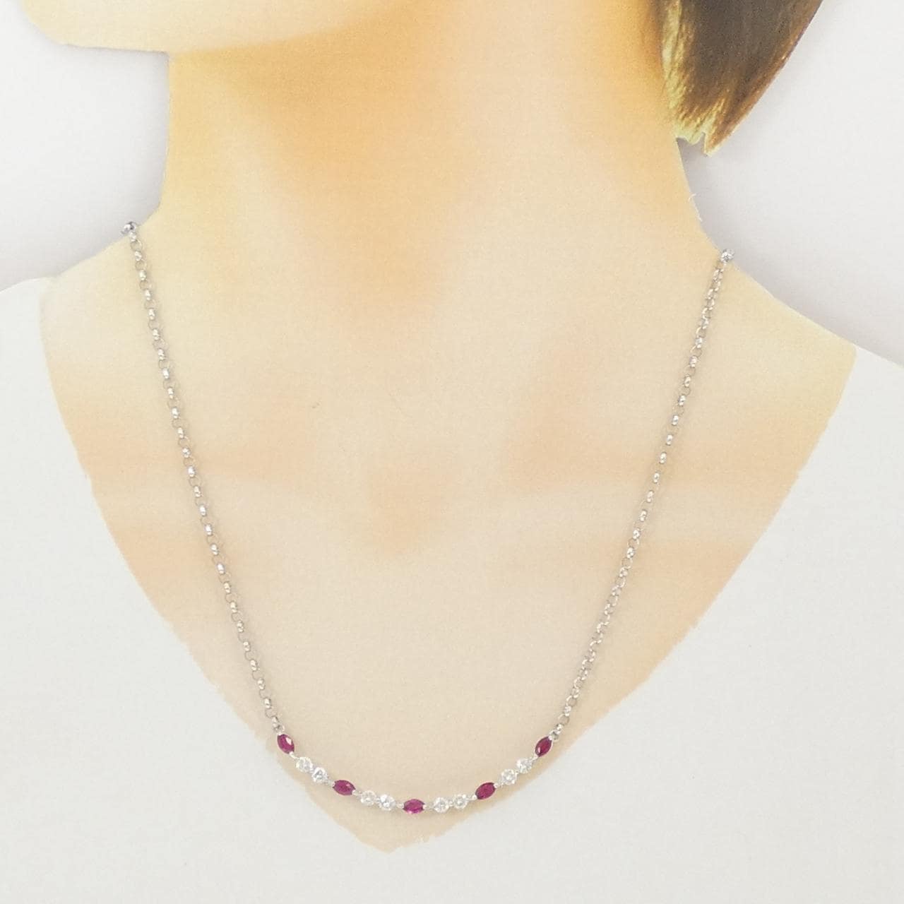 PT900/PT850 ルビー ネックレス 1.18CT