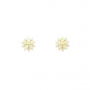 K18YG フラワー ダイヤモンド ピアス 0.30CT